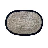 SHYLA ΧΑΛΙ ΣΑΛΟΝΙΟΥ ΟΒΑΛ 140x210cm ΓΙΟΥΤΑ ΦΥΣΙΚΟ ΜΑΥΡΟ ΒΑΜΒΑΚΙ