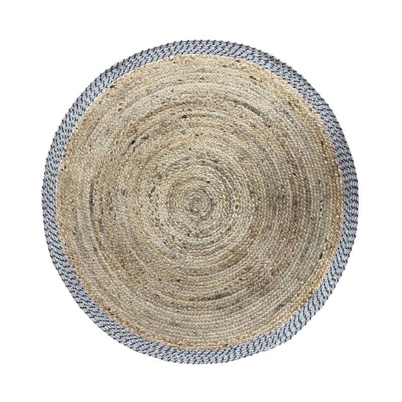 INES ΧΑΛΙ ΣΑΛΟΝΙΟΥ ΣΤΡΟΓΓΥΛΟ 150x150cm ΒΑΜΒΑΚΙ ΦΥΣΙΚΟ ΓΚΡΙ ΓΙΟΥΤΑ