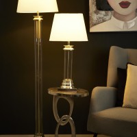 SKYLER ΦΩΤΙΣΤΙΚΟ ΕΠΙΔΑΠΕΔΙΟ 41x41x152cm ΑΛΟΥΜΙΝΙΟ ΑΣΗΜΙ ΓΥΑΛΙ ΛΕΥΚΟ