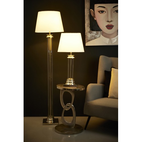 SKYLER ΦΩΤΙΣΤΙΚΟ ΕΠΙΔΑΠΕΔΙΟ 41x41x152cm ΑΛΟΥΜΙΝΙΟ ΑΣΗΜΙ ΓΥΑΛΙ ΛΕΥΚΟ