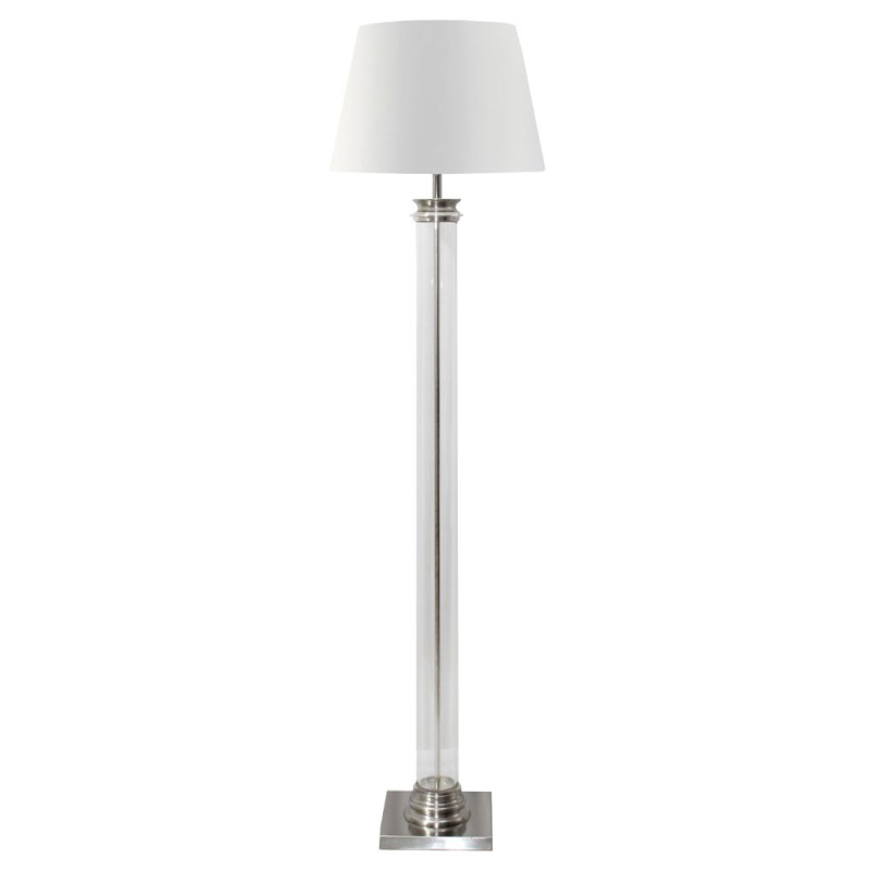 SKYLER ΦΩΤΙΣΤΙΚΟ ΕΠΙΔΑΠΕΔΙΟ 41x41x152cm ΑΛΟΥΜΙΝΙΟ ΑΣΗΜΙ ΓΥΑΛΙ ΛΕΥΚΟ