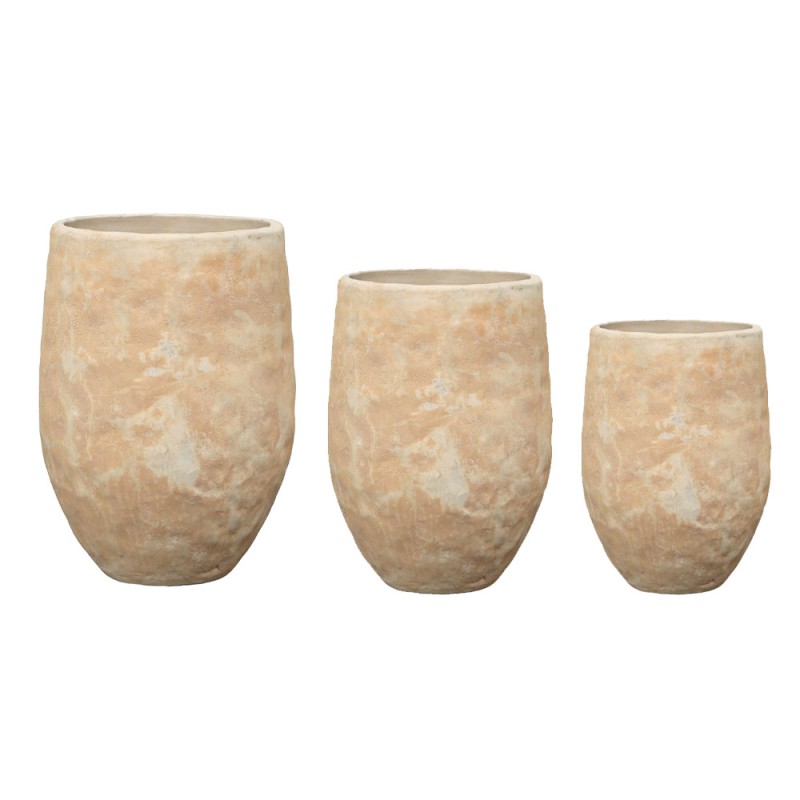 PORTER ΓΛΑΣΤΡΑ SET 3ΤΜΧ 42x42x58cm ΚΕΡΑΜΙΚΟ ΜΠΕΖ