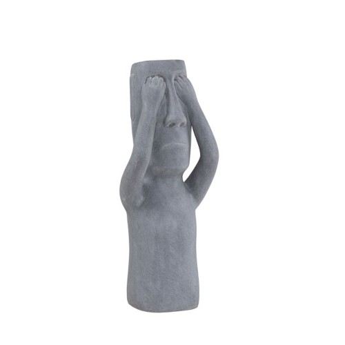PERU MAN SEE ΔΙΑΚΟΣΜΗΤΙΚΗ ΦΙΓΟΥΡΑ 19x18x51cm ΤΕΧΝΗΤΗ ΠΕΤΡΑ ΓΚΡΙ