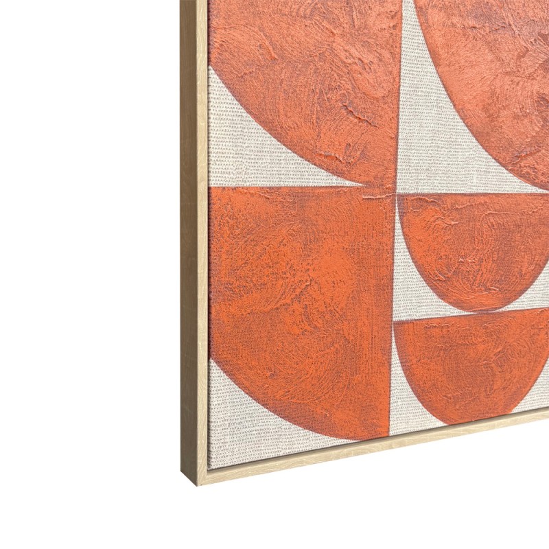 GEOMETRIC CUBISM ΠΙΝΑΚΑΣ ΔΙΑΚΟΣΜΗΣΗΣ ΜΕ ΚΟΡΝΙΖΑ 80x120x4cm ΚΑΜΒΑΣ TERRACOTTA ΞΥΛΟ ΦΥΣΙΚΟ