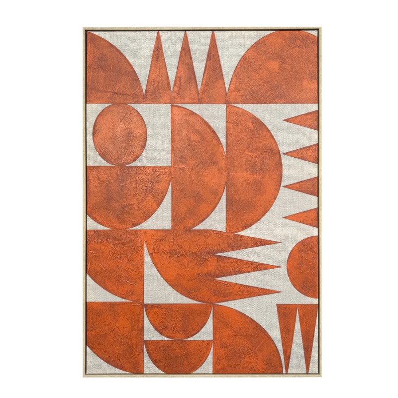 GEOMETRIC CUBISM ΠΙΝΑΚΑΣ ΔΙΑΚΟΣΜΗΣΗΣ ΜΕ ΚΟΡΝΙΖΑ 80x120x4cm ΚΑΜΒΑΣ TERRACOTTA ΞΥΛΟ ΦΥΣΙΚΟ