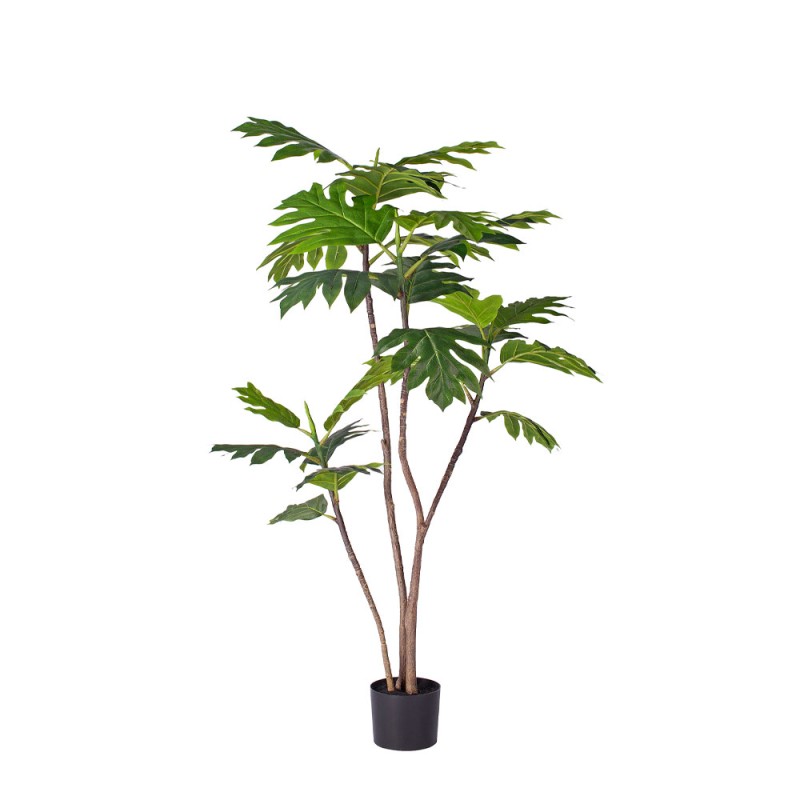 BREADFRUIT TREE ΔΕΝΤΡΟ ΤΕΧΝΗΤΟ ΣΕ ΓΛΑΣΤΡΑ 150cm PE ΠΡΑΣΙΝΟ ΜΕΤΑΞΩΤΟ ΥΦΑΣΜΑ