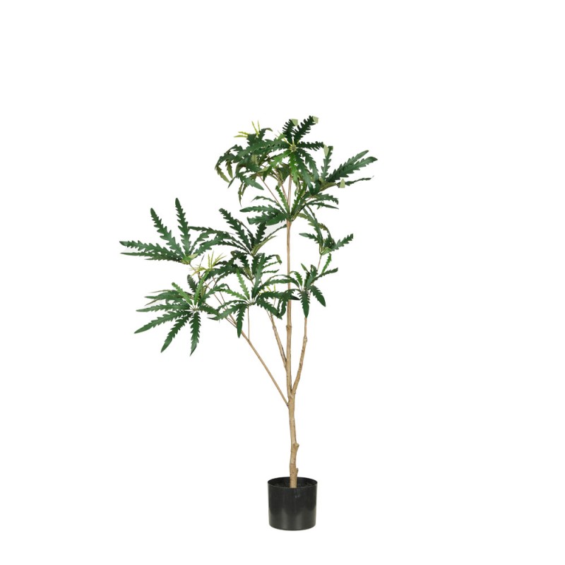 PEACOCK TREE ΔΕΝΤΡΟ ΤΕΧΝΗΤΟ ΣΕ ΓΛΑΣΤΡΑ 120cm PE ΠΡΑΣΙΝΟ ΜΕΤΑΞΩΤΟ ΥΦΑΣΜΑ
