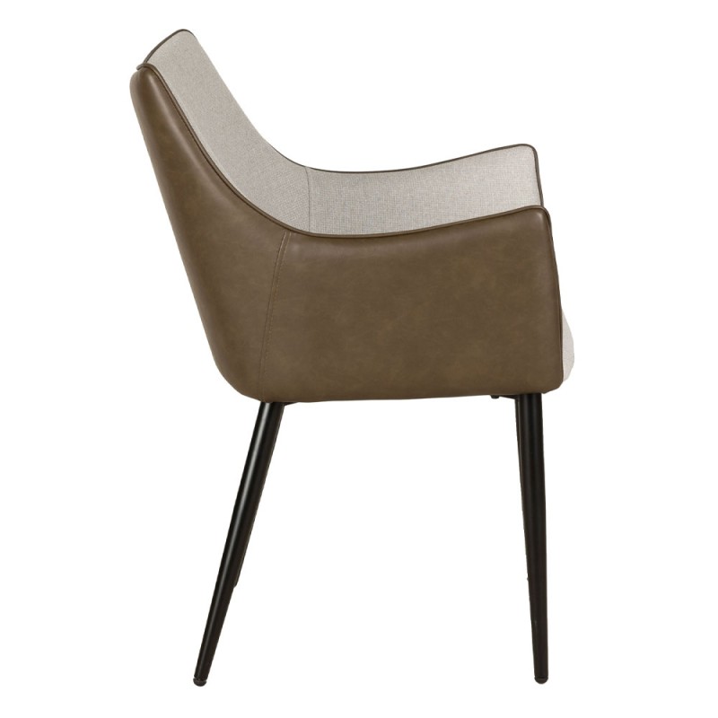 Σετ-2Τεμ.MALONE ΚΑΡΕΚΛΑ ΠΟΛΥΘΡΟΝΑ BEIGE ΛΑΔΙ ΜΑΥΡΟ 46x61x86.5cm