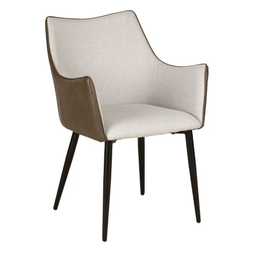 Σετ-2Τεμ.MALONE ΚΑΡΕΚΛΑ ΠΟΛΥΘΡΟΝΑ BEIGE ΛΑΔΙ ΜΑΥΡΟ 46x61x86.5cm