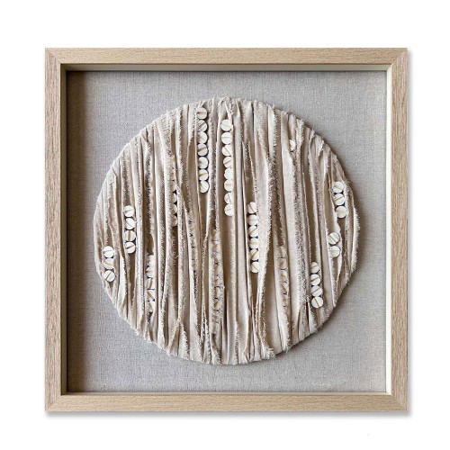 PURE NATURE ΠΙΝΑΚΑΣ ΔΙΑΚΟΣΜΗΣΗΣ 60x60x4cm ΥΦΑΣΜΑ ΜΠΕΖ ΓΥΑΛΙ ΦΥΣΙΚΟ