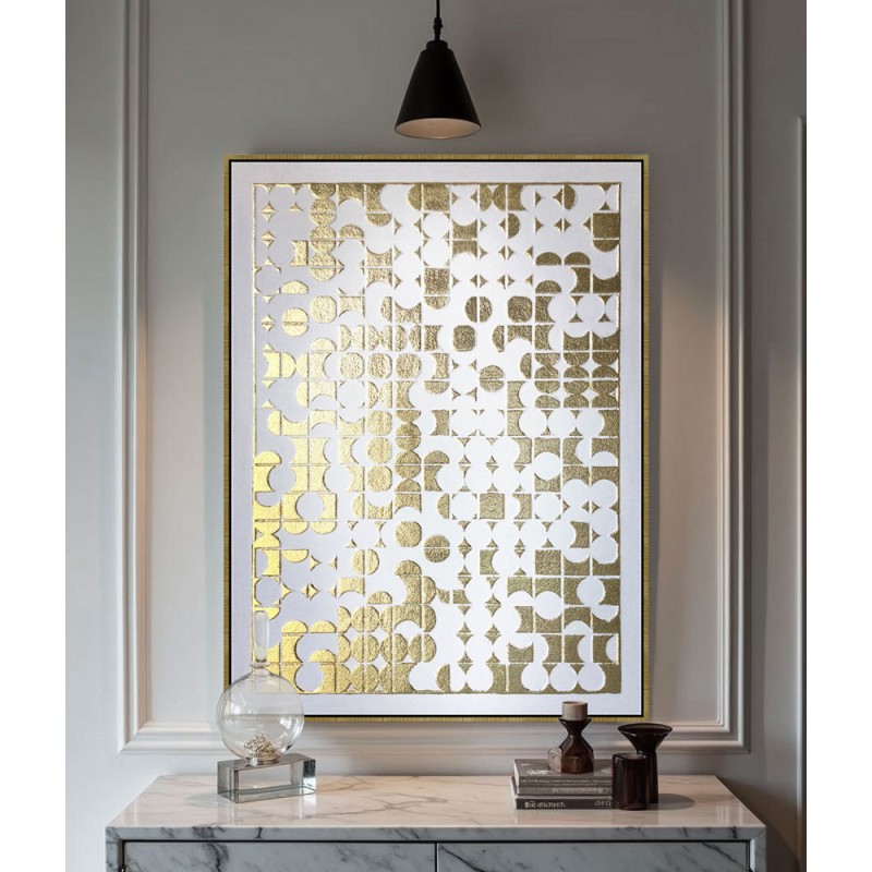 GOLD HEAVEN ΠΙΝΑΚΑΣ ΔΙΑΚΟΣΜΗΣΗΣ 90x120x4cm OIL ACRYLIC ΧΡΥΣΟ ΛΕΥΚΟ ΚΑΜΒΑΣ ΧΡΥΣΟ