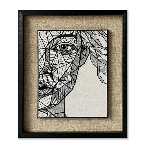 LINEAR GEOMETRY ΠΙΝΑΚΑΣ ΔΙΑΚΟΣΜΗΣΗΣ 60x70x4cm ΧΑΡΤΙ ΛΕΥΚΟ ΜΑΥΡΟ ΜΠΕΖ ΓΥΑΛΙ ΜΑΥΡΟ
