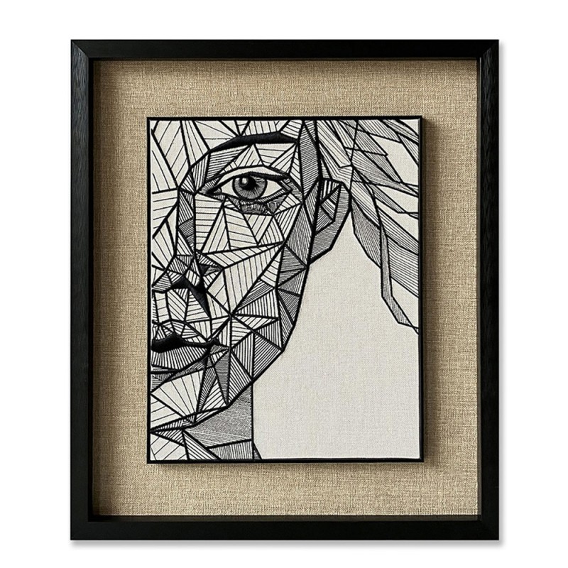 LINEAR GEOMETRY ΠΙΝΑΚΑΣ ΔΙΑΚΟΣΜΗΣΗΣ 60x70x4cm ΧΑΡΤΙ ΛΕΥΚΟ ΜΑΥΡΟ ΜΠΕΖ ΓΥΑΛΙ ΜΑΥΡΟ