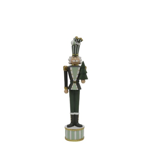GREEN SOLDIER S ΧΡΙΣΤΟΥΓΕΝΝΙΑΤΙΚΟ ΔΙΑΚΟΣΜΗΤΙΚΟ ΜΟΛΥΒΕΝΙΟΣ ΣΤΡΑΤΙΩΤΗΣ 9x11x45cm POLYRESIN ΠΡΑΣΙΝΟ ΛΕΥΚΟ ΧΡΥΣΟ