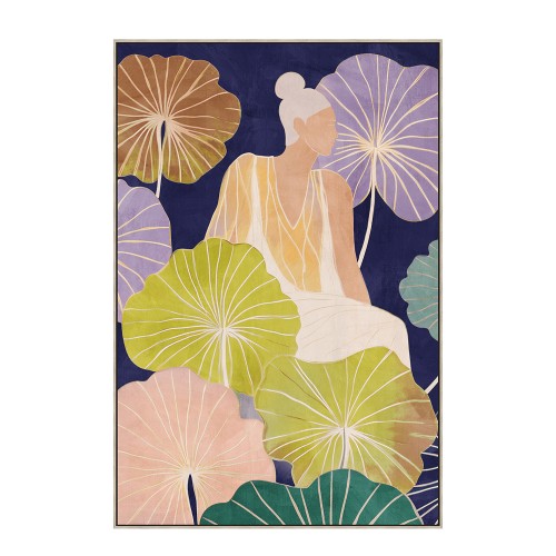 FLOWER LADY ΠΙΝΑΚΑΣ ΔΙΑΚΟΣΜΗΣΗΣ 60x90x5cm ΚΑΜΒΑΣ ΠΟΛΥΧΡΩΜΟ ΞΥΛΟ ΦΥΣΙΚΟ
