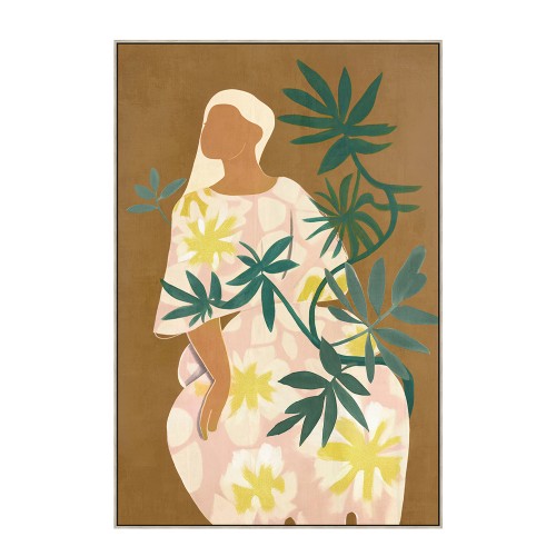 FLOWER LADY ΠΙΝΑΚΑΣ ΔΙΑΚΟΣΜΗΣΗΣ 60x90x5cm ΚΑΜΒΑΣ ΠΟΛΥΧΡΩΜΟ ΞΥΛΟ ΦΥΣΙΚΟ