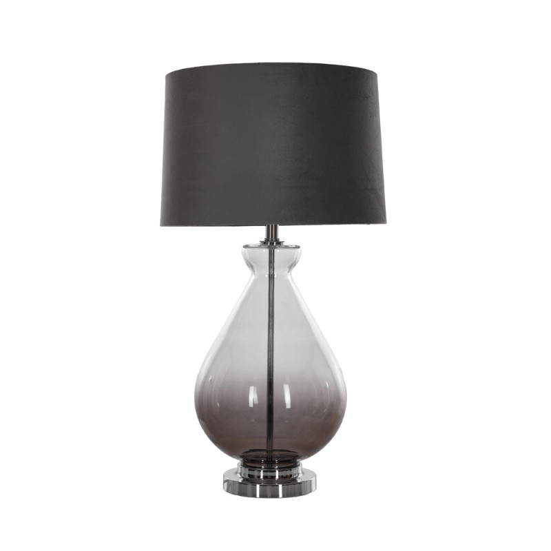 JAELYN ΦΩΤΙΣΤΙΚΟ ΕΠΙΤΡΑΠΕΖΙΟ 41x41x74cm ΓΥΑΛΙ ΔΙΑΦΑΝΟ ΓΚΡΙ ΑΣΗΜΙ SUEDE ΓΚΡΙ