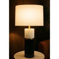 TENLEY ΦΩΤΙΣΤΙΚΟ ΕΠΙΤΡΑΠΕΖΙΟ 38x38x62cm ΜΑΡΜΑΡΟ ΜΑΥΡΟ ΛΕΥΚΟ ΧΡΥΣΟ ΛΙΝΟ ΛΕΥΚΟ