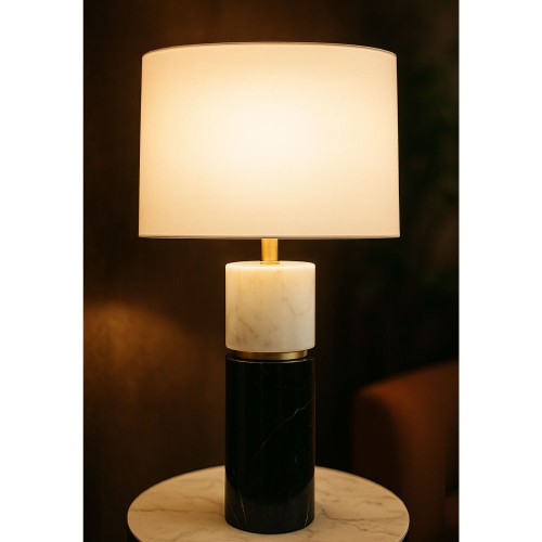 TENLEY ΦΩΤΙΣΤΙΚΟ ΕΠΙΤΡΑΠΕΖΙΟ 38x38x62cm ΜΑΡΜΑΡΟ ΜΑΥΡΟ ΛΕΥΚΟ ΧΡΥΣΟ ΛΙΝΟ ΛΕΥΚΟ