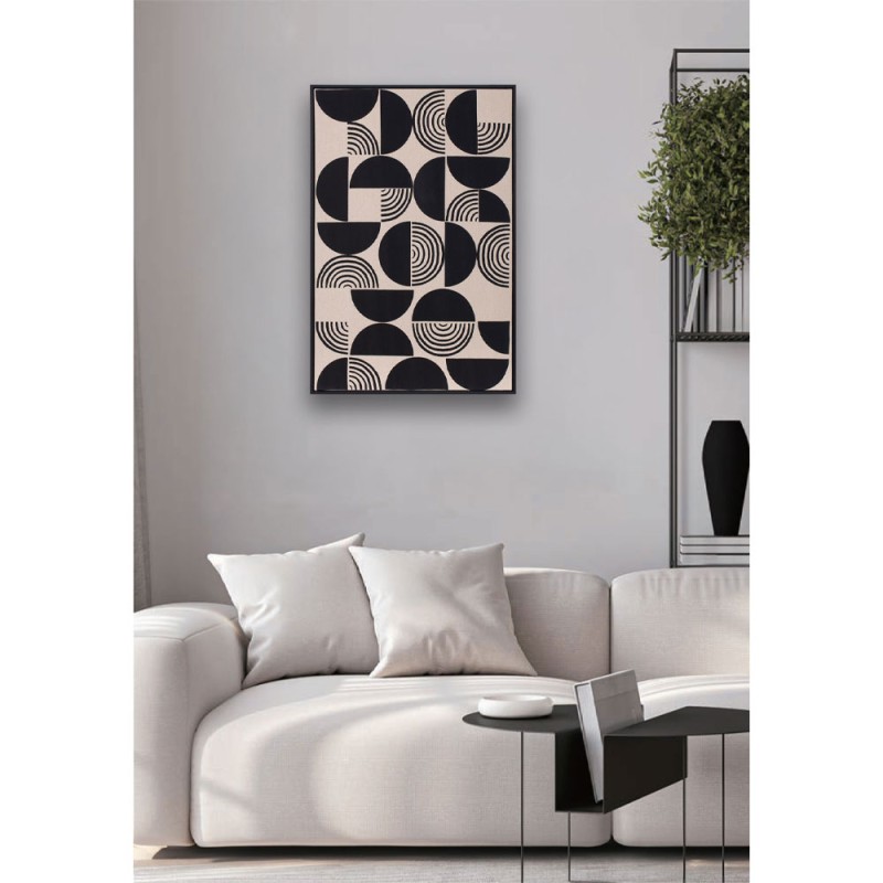 POSITIVE VIBES ΠΙΝΑΚΑΣ ΔΙΑΚΟΣΜΗΣΗΣ 60x90x4cm ΛΙΝΟ ΛΕΥΚΟ ΜΑΥΡΟ ΞΥΛΟ ΜΑΥΡΟ