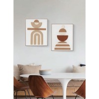 BOHO BALANCE ΠΙΝΑΚΑΣ ΔΙΑΚΟΣΜΗΣΗΣ 80x100x5cm ΚΑΜΒΑΣ TERRACOTTA ΜΠΕΖ ΞΥΛΟ ΦΥΣΙΚΟ