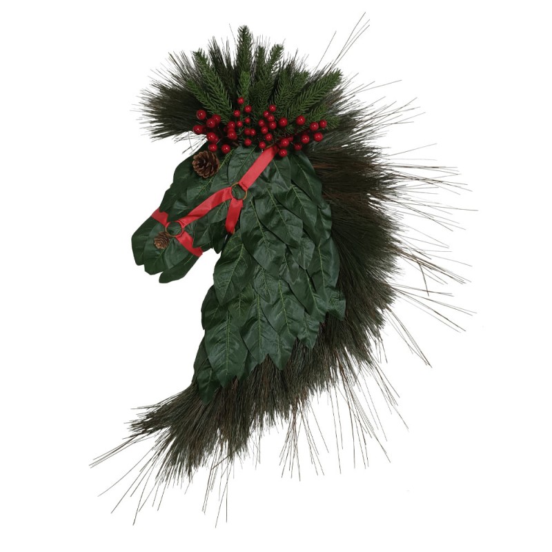 HORSE HEAD 86 ΧΡΙΣΤΟΥΓΕΝΝΙΑΤΙΚΟ ΣΤΕΦΑΝΙ ΑΛΟΓΟ 45x3x86cm POLYFOAM ΠΡΑΣΙΝΟ ΚΟΚΚΙΝΟ PVC