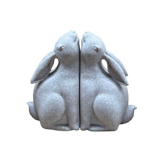 BUN BUN ΔΙΑΚΟΣΜΗΤΙΚΟ ΒΙΒΛΙΟΣΤΑΤΗΣ SET 2ΤΜΧ 22x9x18cm POLYRESIN ΜΠΕΖ