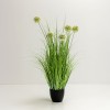GRASS FLOWER ΦΥΤΟ ΤΕΧΝΗΤΟ ΣΕ ΓΛΑΣΤΡΑ 85cm PVC ΠΡΑΣΙΝΟ