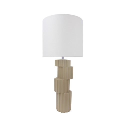 OLES ΦΩΤΙΣΤΙΚΟ ΕΠΙΤΡΑΠΕΖΙΟ 72cm POLYRESIN ΜΠΕΖ ΛΙΝΟ ΛΕΥΚΟ