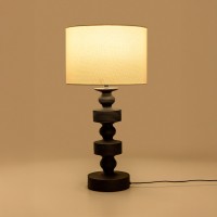 JASIEL ΦΩΤΙΣΤΙΚΟ ΕΠΙΤΡΑΠΕΖΙΟ 64cm POLYRESIN ΜΑΥΡΟ ΛΙΝΟ ΛΕΥΚΟ