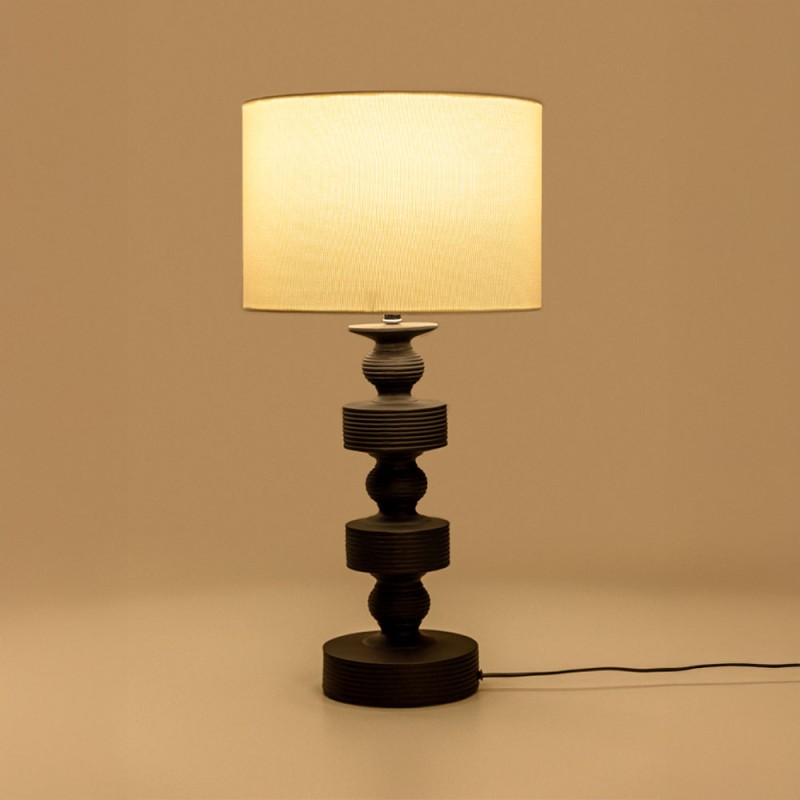 JASIEL ΦΩΤΙΣΤΙΚΟ ΕΠΙΤΡΑΠΕΖΙΟ 64cm POLYRESIN ΜΑΥΡΟ ΛΙΝΟ ΛΕΥΚΟ