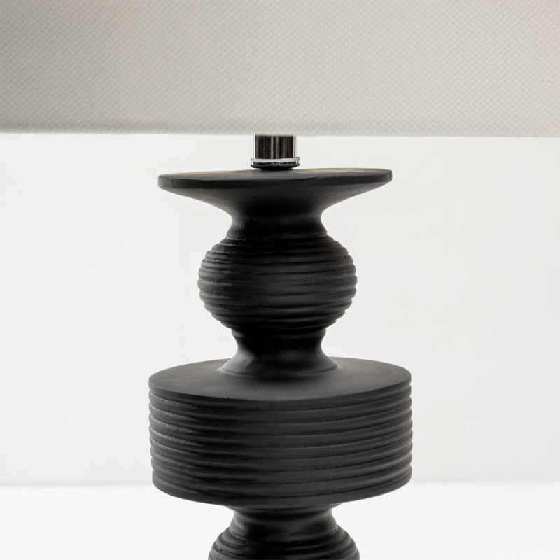 JASIEL ΦΩΤΙΣΤΙΚΟ ΕΠΙΤΡΑΠΕΖΙΟ 64cm POLYRESIN ΜΑΥΡΟ ΛΙΝΟ ΛΕΥΚΟ