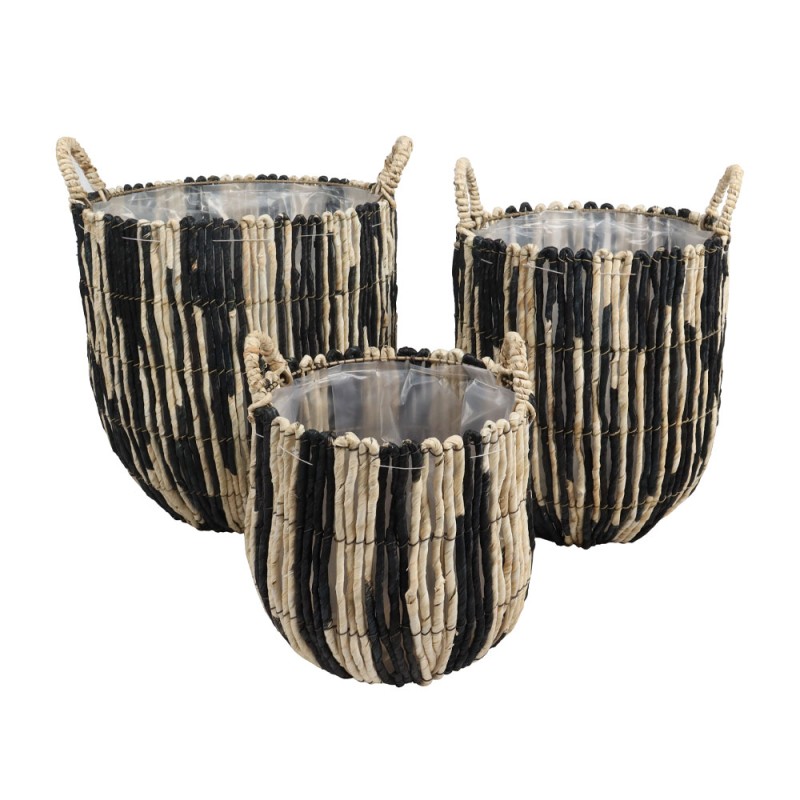 THEROS ΚΑΛΑΘΙ SET 3ΤΜΧ 38x38x40cm ΦΥΛΛΑ ΚΑΛΑΜΠΟΚΙΟΥ ΦΥΣΙΚΟ ΜΑΥΡΟ