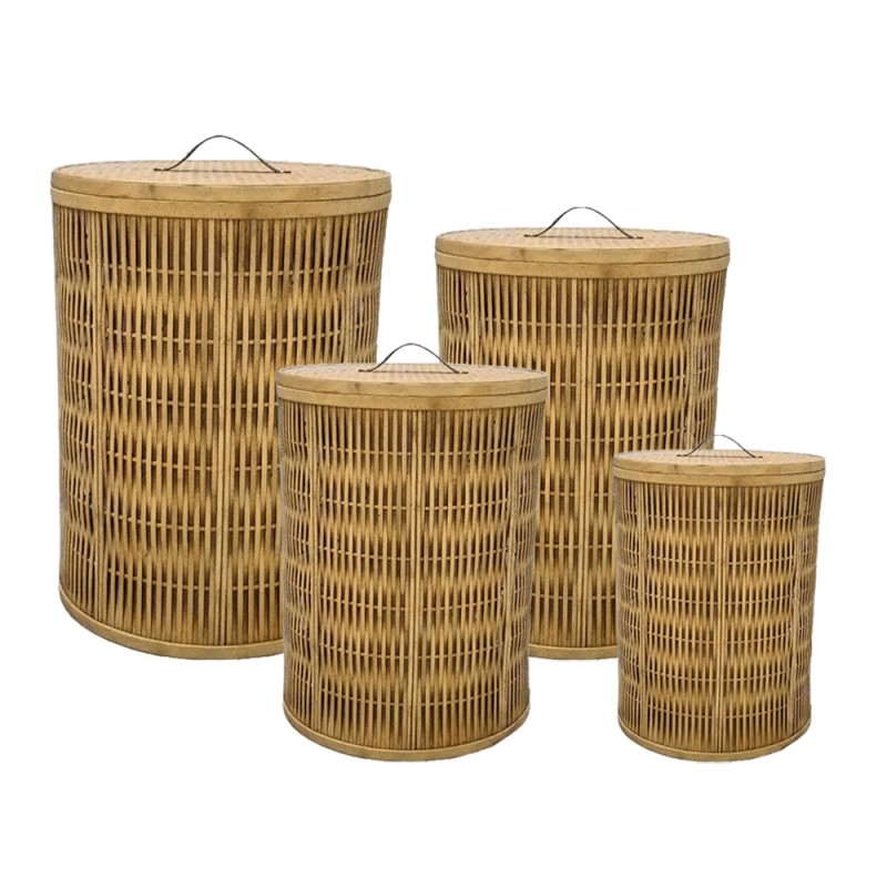 RIBBONS ΚΑΛΑΘΙ ΜΕ ΚΑΠΑΚΙ SET 4TMX 47x47x62cm ΞΥΛΟ ΕΛΑΤΟΥ ΦΥΣΙΚΟ ΔΕΡΜΑ