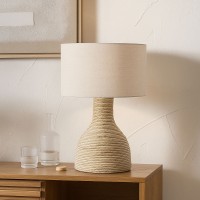 SIKINOS ΦΩΤΙΣΤΙΚΟ ΕΠΙΤΡΑΠΕΖΙΟ 30x30x54cm ΣΧΟΙΝΙ ΦΥΣΙΚΟ ΥΦΑΣΜΑ ΜΠΕΖ