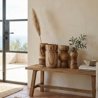 Σετ-2Τεμ.KENGO ΒΑΖΟ 17x17x31cm ΞΥΛΟ ΦΥΣΙΚΟ
