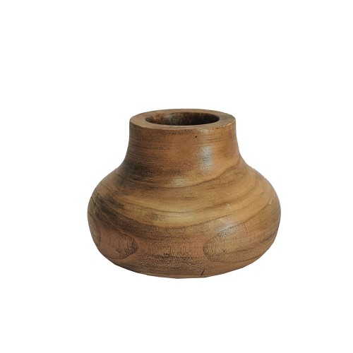 Σετ-2Τεμ.CEDAR ΒΑΖΟ 20x20x16cm ΞΥΛΟ ΚΑΦΕ