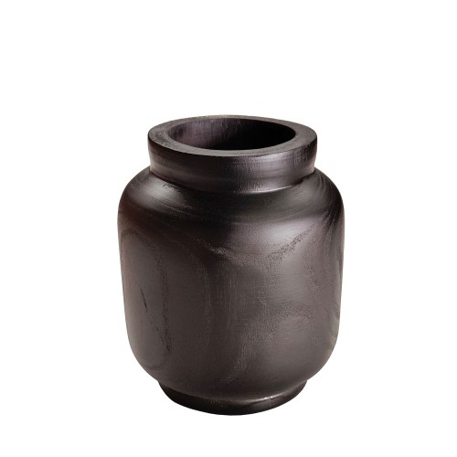 Σετ-2Τεμ.NUBIA ΒΑΖΟ 19x19x22cm ΞΥΛΟ ΜΑΥΡΟ