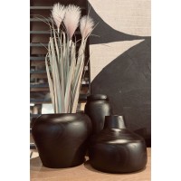 Σετ-2Τεμ.NUBIA ΒΑΖΟ 14x14x30cm ΞΥΛΟ ΜΑΥΡΟ