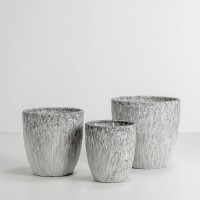 VINSON ΓΛΑΣΤΡΑ ΣΕΤ 3ΤΜΧ 30x30x31cm ΚΕΡΑΜΙΚΟ ΓΚΡΙ ΛΕΥΚΟ