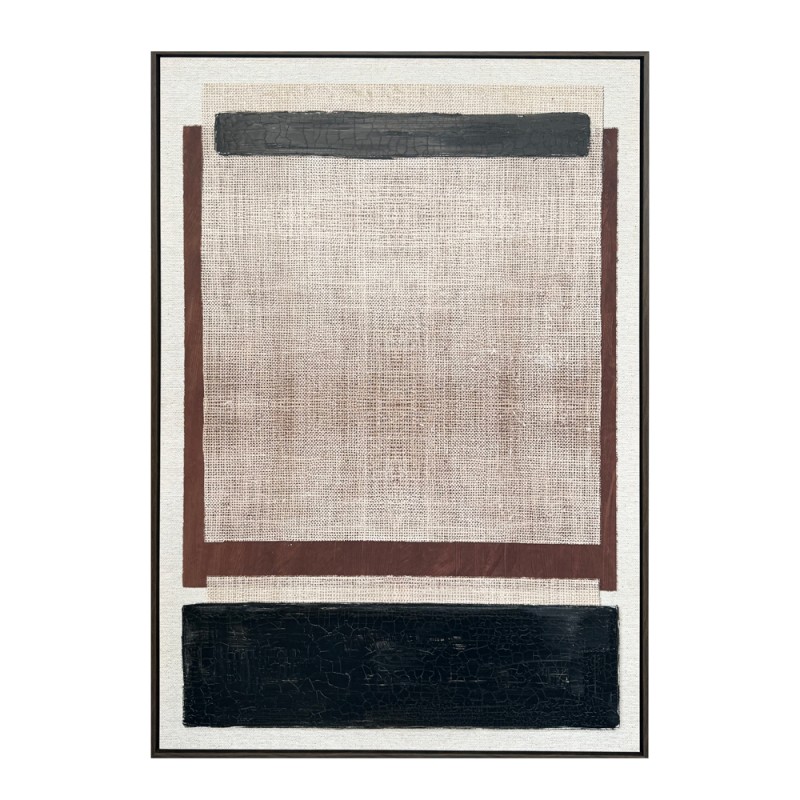 SQUARE ΠΙΝΑΚΑΣ ΔΙΑΚΟΣΜΗΤΙΚΟΣ ΜΕ ΚΟΡΝΙΖΑ 80x120x4cm ΚΑΜΒΑΣ ΜΠΕΖ ΜΑΥΡΟ ΚΑΦΕ PS
