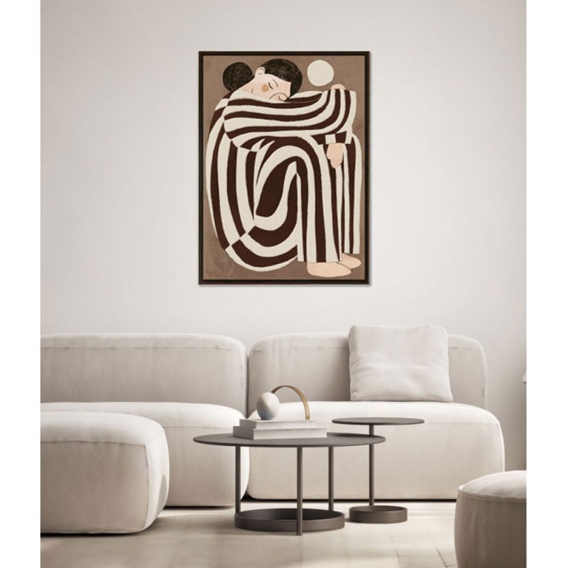 ABBI B ΠΙΝΑΚΑΣ ΔΙΑΚΟΣΜΗΤΙΚΟΣ ΜΕ ΚΟΡΝΙΖΑ 80x120x4cm ΚΑΜΒΑΣ ΜΠΕΖ ΚΑΦΕ PS