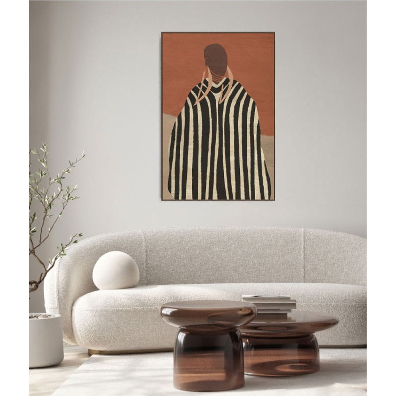 CIANNA ΠΙΝΑΚΑΣ ΔΙΑΚΟΣΜΗΤΙΚΟΣ ΜΕ ΚΟΡΝΙΖΑ 80x120x4cm ΚΑΜΒΑΣ TERRACOTTA ΜΠΕΖ ΚΑΦΕ PS