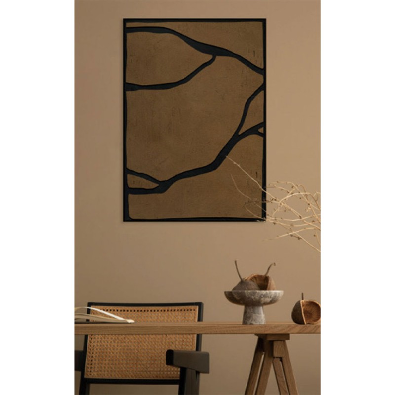 EAVAN ΠΙΝΑΚΑΣ ΔΙΑΚΟΣΜΗΤΙΚΟΣ ΜΕ ΚΟΡΝΙΖΑ 80x120x4cm ΚΑΜΒΑΣ ΚΑΦΕ ΜΑΥΡΟ PS