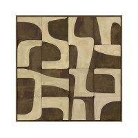 BOHO BALANCE ΠΙΝΑΚΑΣ ΔΙΑΚΟΣΜΗΤΙΚΟΣ ΜΕ ΚΟΡΝΙΖΑ 80x80x4cm ΚΑΜΒΑΣ ΚΑΦΕ ΜΠΕΖ PP