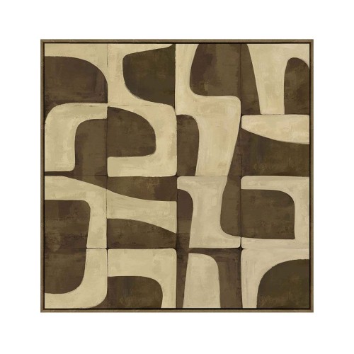 BOHO BALANCE ΠΙΝΑΚΑΣ ΔΙΑΚΟΣΜΗΤΙΚΟΣ ΜΕ ΚΟΡΝΙΖΑ 80x80x4cm ΚΑΜΒΑΣ ΚΑΦΕ ΜΠΕΖ PP