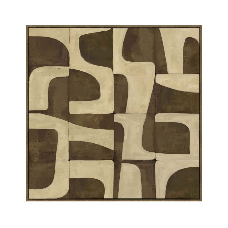 BOHO BALANCE ΠΙΝΑΚΑΣ ΔΙΑΚΟΣΜΗΤΙΚΟΣ ΜΕ ΚΟΡΝΙΖΑ 80x80x4cm ΚΑΜΒΑΣ ΚΑΦΕ ΜΠΕΖ PP