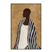 TIMELESS ELEGANCE A ΠΙΝΑΚΑΣ ΔΙΑΚΟΣΜΗΤΙΚΟΣ ΜΕ ΚΟΡΝΙΖΑ 80x120x4cm ΚΑΜΒΑΣ ΚΑΦΕ ΜΠΕΖ PP ΜΑΥΡΟ