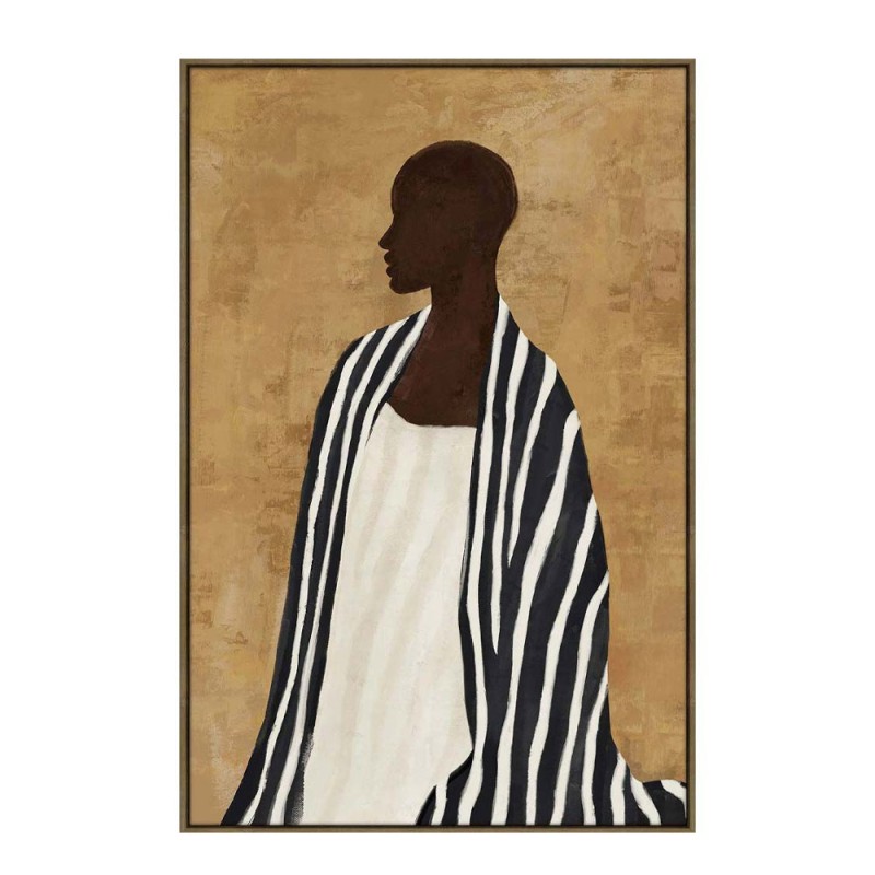 TIMELESS ELEGANCE A ΠΙΝΑΚΑΣ ΔΙΑΚΟΣΜΗΤΙΚΟΣ ΜΕ ΚΟΡΝΙΖΑ 80x120x4cm ΚΑΜΒΑΣ ΚΑΦΕ ΜΠΕΖ PP ΜΑΥΡΟ