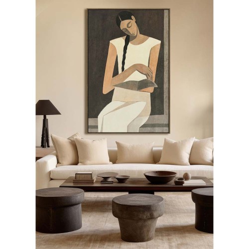 SERENITY A ΠΙΝΑΚΑΣ ΔΙΑΚΟΣΜΗΤΙΚΟΣ ΜΕ ΚΟΡΝΙΖΑ 80x120x4cm ΚΑΜΒΑΣ ΜΠΕΖ ΚΑΦΕ PP